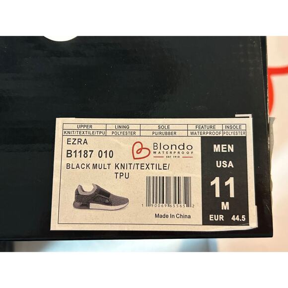 Blondo Ezra Black Multi Knit Textile Waterproof Men Slip-on Sneaker NIB-Size 11M - Picture 9 of 9
